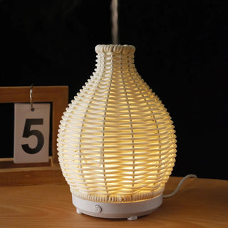 Ellestfun Rattan Aroma Diffuser Warm Light 80ml with USB Cable Humidifier for Household Office - Pure Aroma