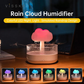 Rain Cloud Humidifier 200ML Essential Oils Aroma Diffuser With Water Drops And Colorful Night Light Mushroom Humidifier - Pure Aroma